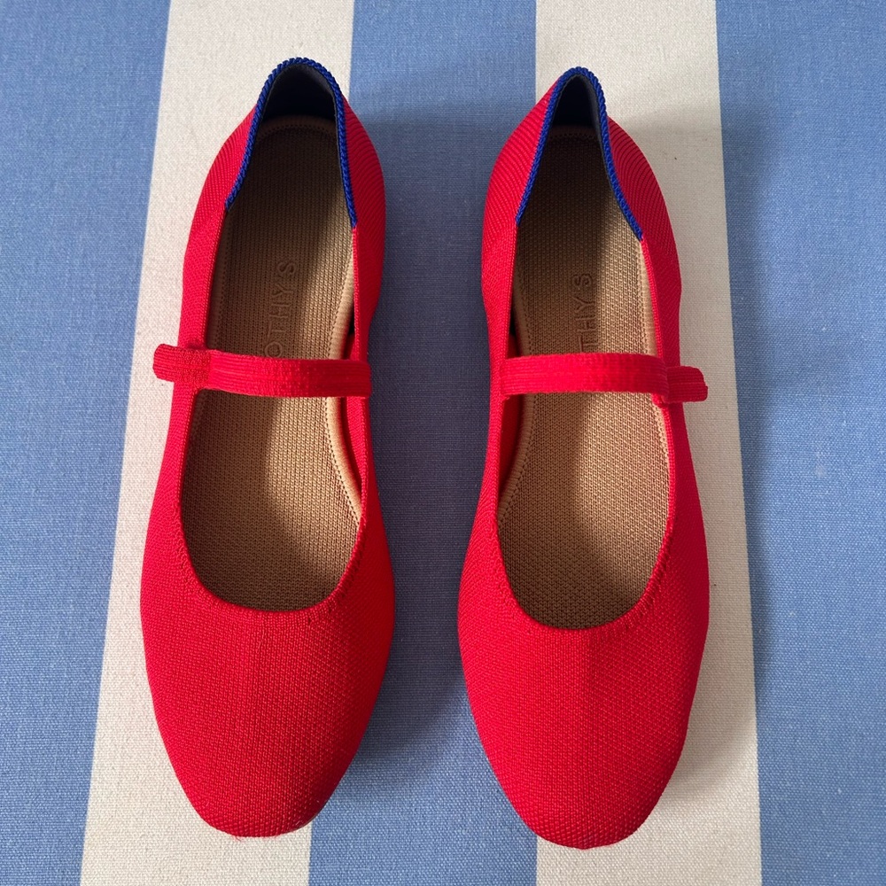Rothy's Red Flats Timeless Mary Jane Style